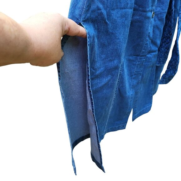 Women's Sleeveless Denim Button-Down Maxi Dress Braided Belt G By Giuliana M NWT - Picture 9 of 15